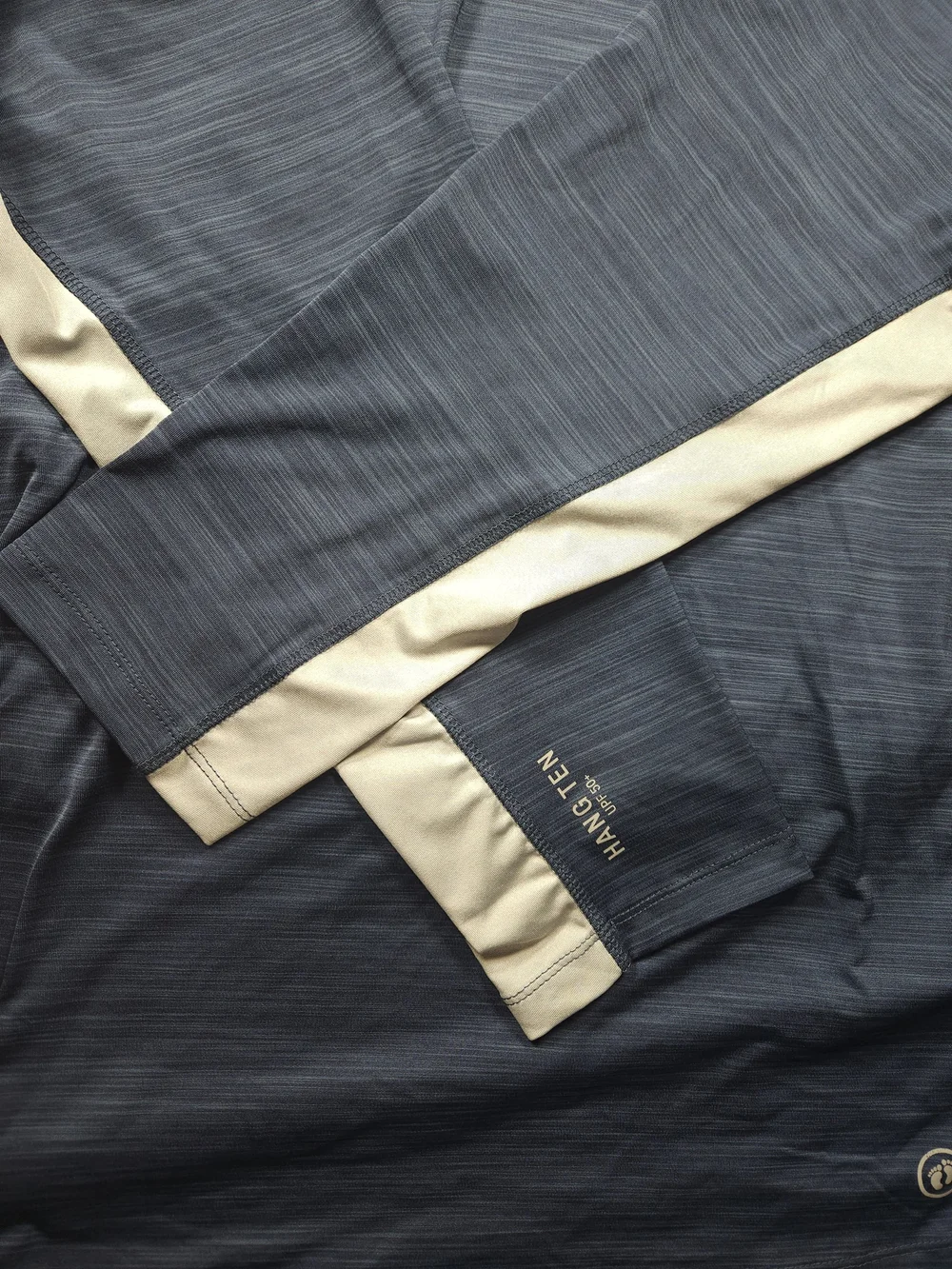 Hang Ten Navy Long-Sleeve Swim Tee with Gray Panels